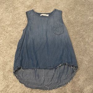 Ombré light to dark denim tank top